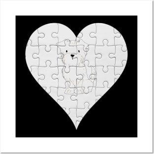 Terrier Heart Jigsaw Pieces Design - Gift for Terrier Cream White Lovers Posters and Art